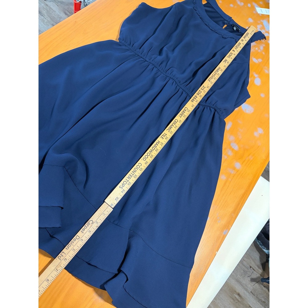Ryan Wythe Navy Blue Crochet Trim Ruffle Hem Dress Plus 22 Wedding Guest Elegant - Picture 9 of 9